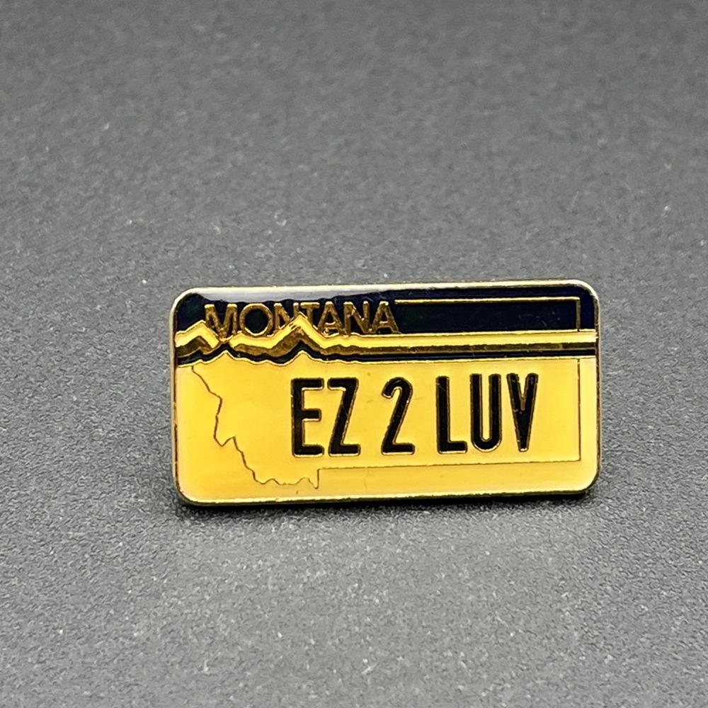 State Of Montana "EZ 2 LUV" Vanity License Plate Car Lapel‎ Hat Pin